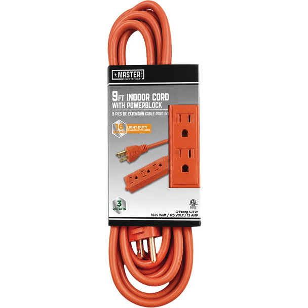 Master Electrician 9 Ft. 16/3 Triple Tap Extension Cord OP-PT2163-9-OR