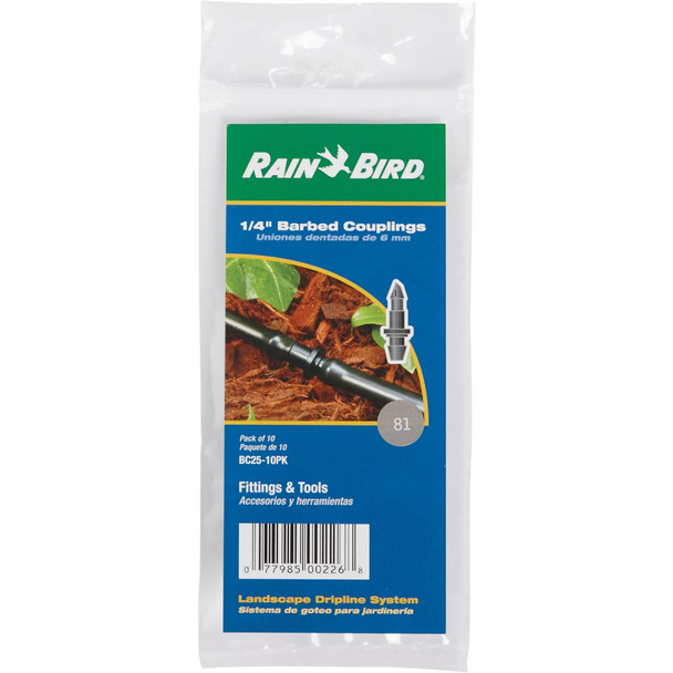 Rain Bird 1/4 In. Tubing Barbed Coupling (10-Pack) BC25/10PS