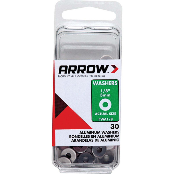 Arrow 1/8 In. Aluminum Rivet Washer (30-Pack) WA1/8