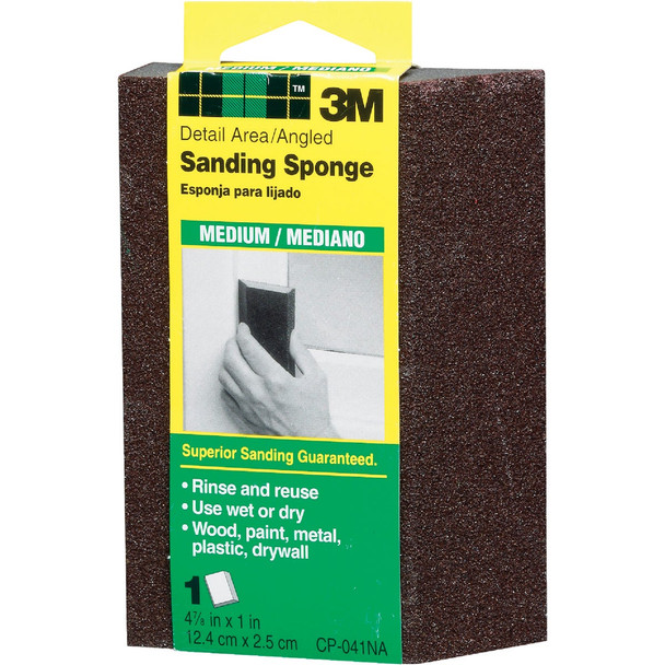 3M 2-7/8 In. x 4-7/8 In. x 1 In. Single Angle Sanding Sponge,  Medium CP-041