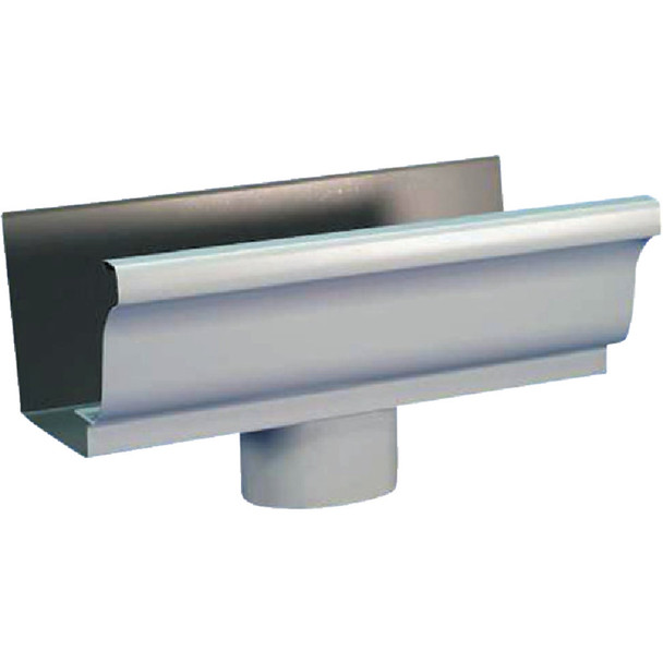 Spectra Metals 5 In. K Style Aluminum White Gutter Round Drop Outlet 3DROPRTW