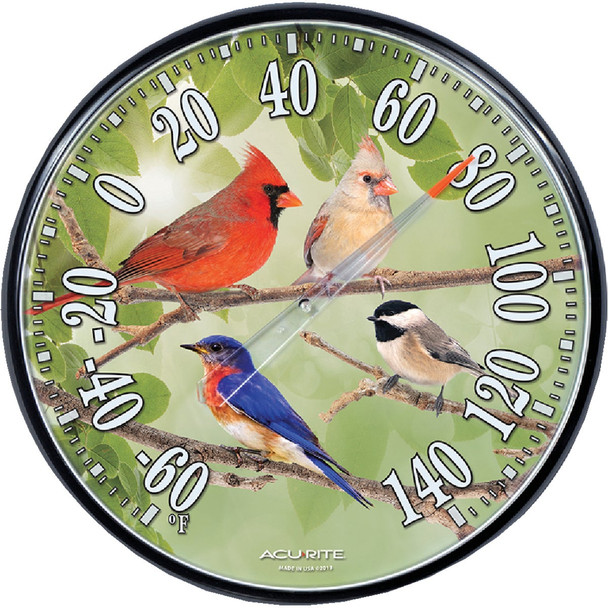 Acurite 12" Dia Plastic Dial Songbird Indoor & Outdoor Thermometer 01781A5