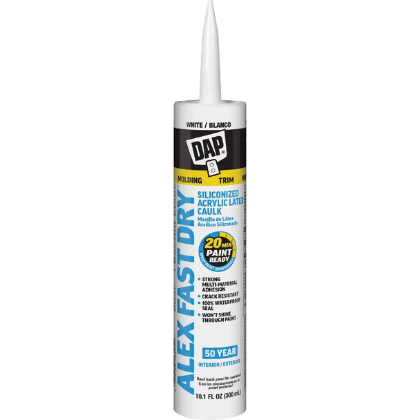 Dap Alex Fast Dry 10.1 Oz. White Siliconized Acrylic Latex Caulk 7079818425