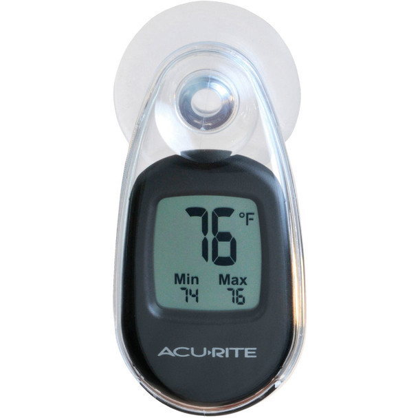 Acurite -4 deg F to 158 deg Fahrenheit Black Window Thermometer 00318A2