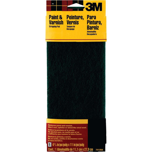 3M Hand Sanding Stripping Pad, 4.375 In. x 11 In., Green, Coarse Grit 7413NA