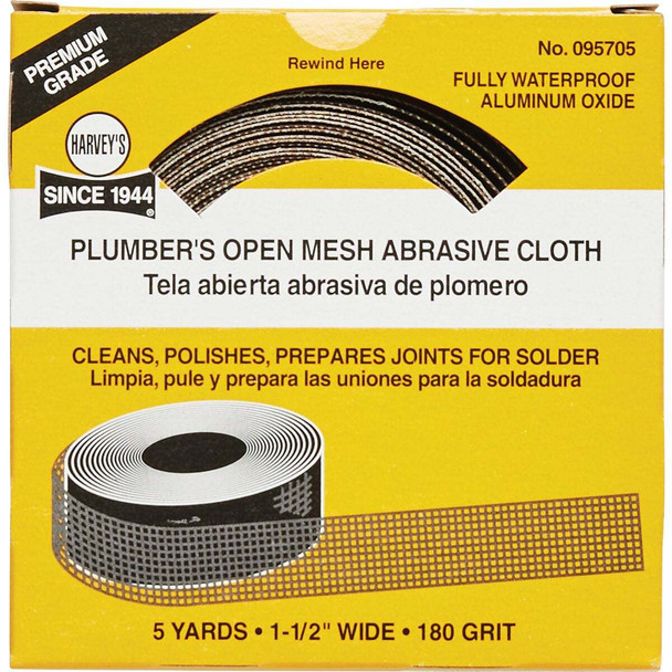 Harvey 1-1/2 In. x 6 Yd. 180-Grit Plumber's Open Mesh Abrasive Sand Cloth 95705