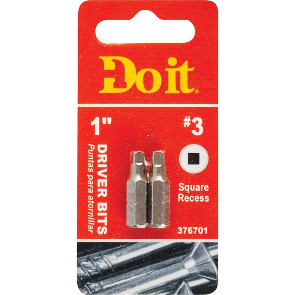 Do it #3 Square Recess 1 In. Insert Screwdriver Bit (2-Pack) 305622DB