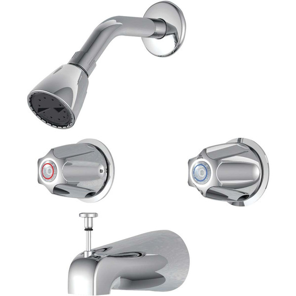 Home Impressions Chrome 2-Handle Metal Knob Tub & Shower Faucet F20K1400CP-JPA9