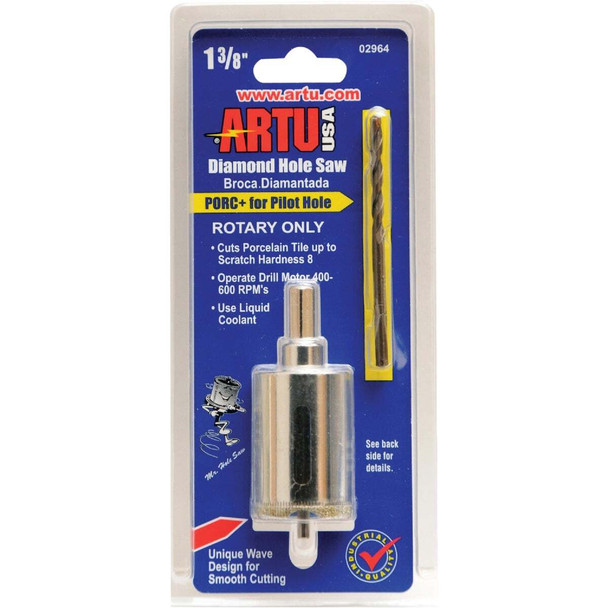 ARTU 1-3/8 In. Diamond Grit Hole Saw with PORC+ Pilot Bit 02964