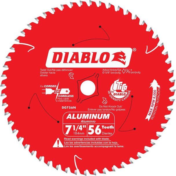 Diablo 7-1/4 In. 56-Tooth Aluminum Circular Saw Blade, Bulk D0756NA Pack of 5