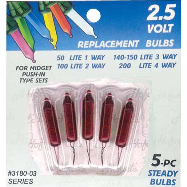 J Hofert Mini Red 2.5V Replacement Light Bulb (5-Pack) 3180-03