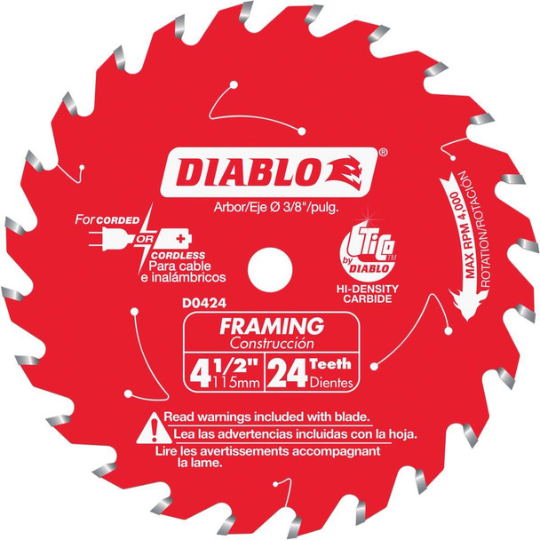 Diablo 4-1/2 In. 24-Tooth Framing Circular Saw Blade D0424X
