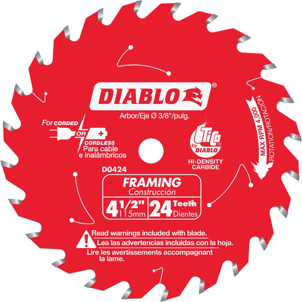 Diablo 4-1/2 In. 24-Tooth Framing Circular Saw Blade D0424X