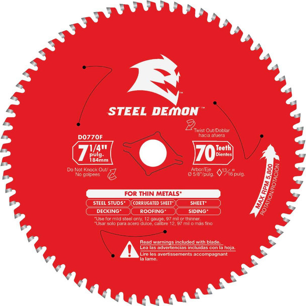 Diablo Steel Demon 7-1/4 In. 70-Tooth Thin Metal Circular Saw Blade D0770F