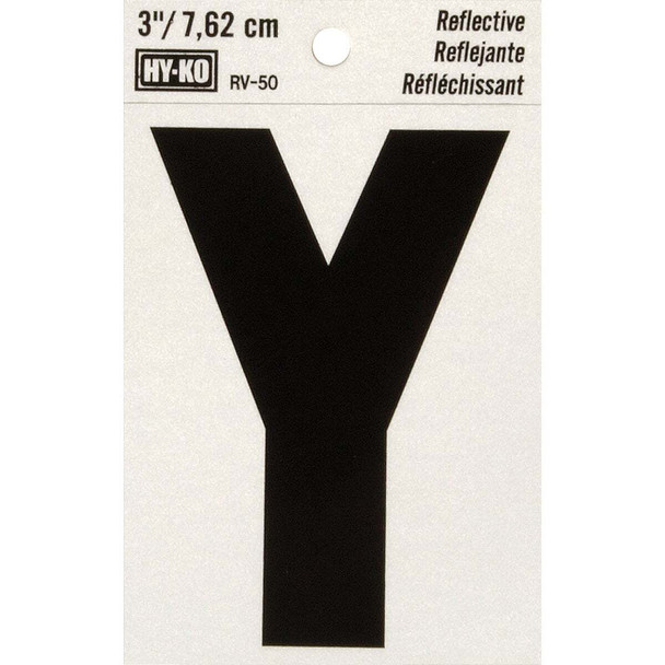 Hy-Ko Vinyl 3 In. Reflective Adhesive Letter, Y RV-50Y Pack of 10