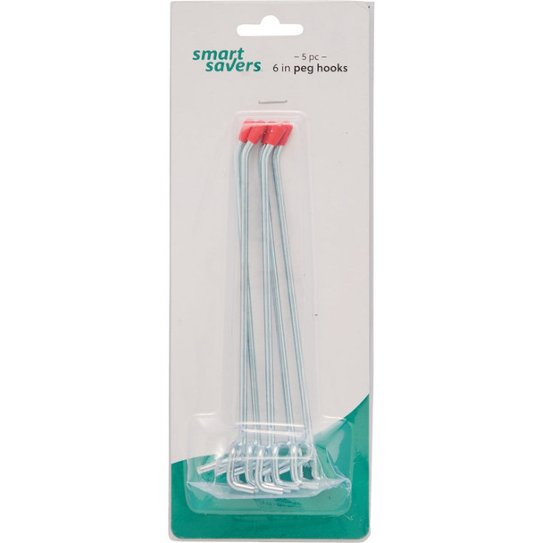 Smart Savers 6 In. Angled Pegboard Hook (5-Count) 820435 Pack of 12