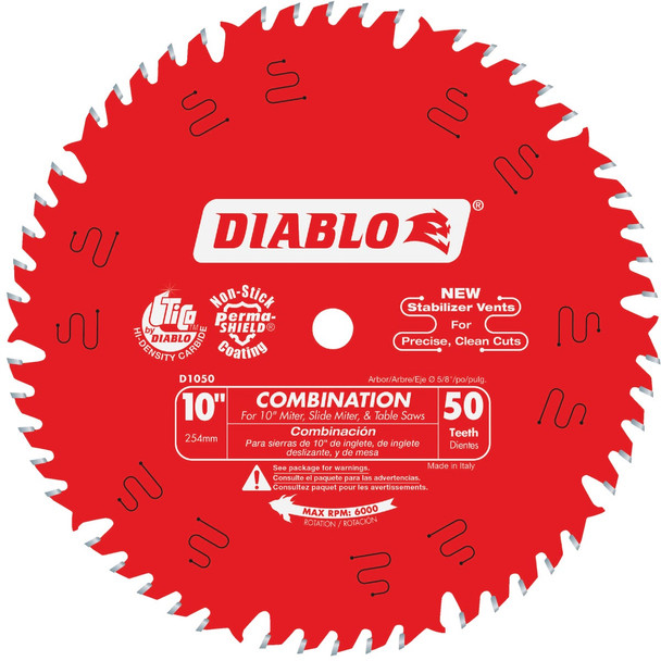 Diablo 10 In. 50-Tooth Combination Circular Saw Blade D1050X