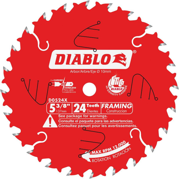 Diablo 5-3/8 In. 24-Tooth Framing Circular Saw Blade D0524X