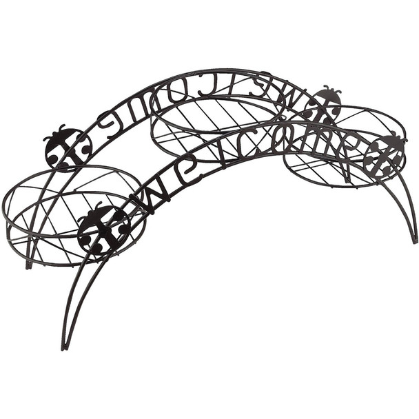 Best Garden Black Epoxy-Coated Steel 11 In. H. Welcome Plant Stand JA819