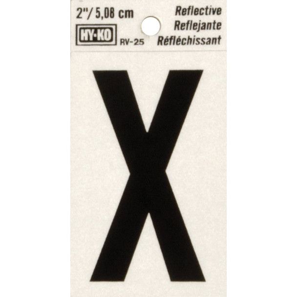 Hy-Ko Vinyl 2 In. Reflective Adhesive Letter, X RV-25/X Pack of 10