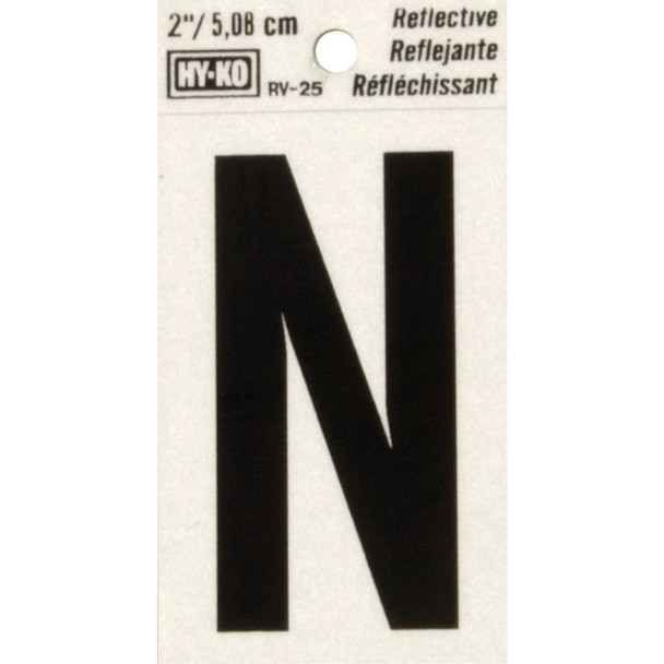 Hy-Ko Vinyl 2 In. Reflective Adhesive Letter, N RV-25/N Pack of 10