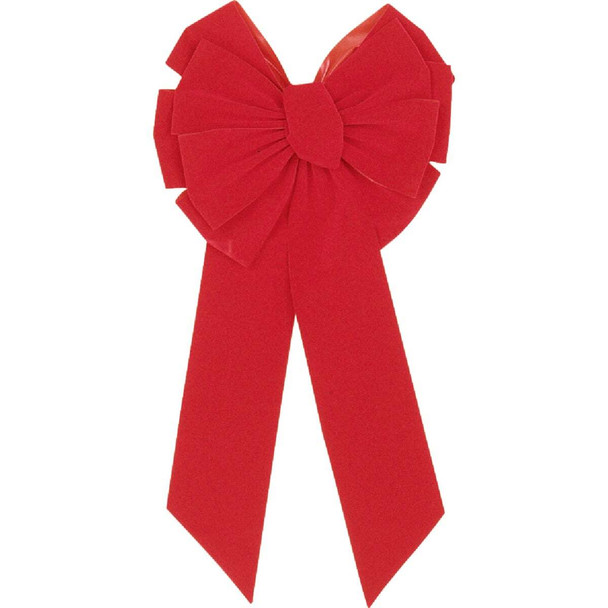 Holiday Trims 11-Loop 14 In. W. x 28 In. L. Red Velvet Christmas Bow Pack of 12
