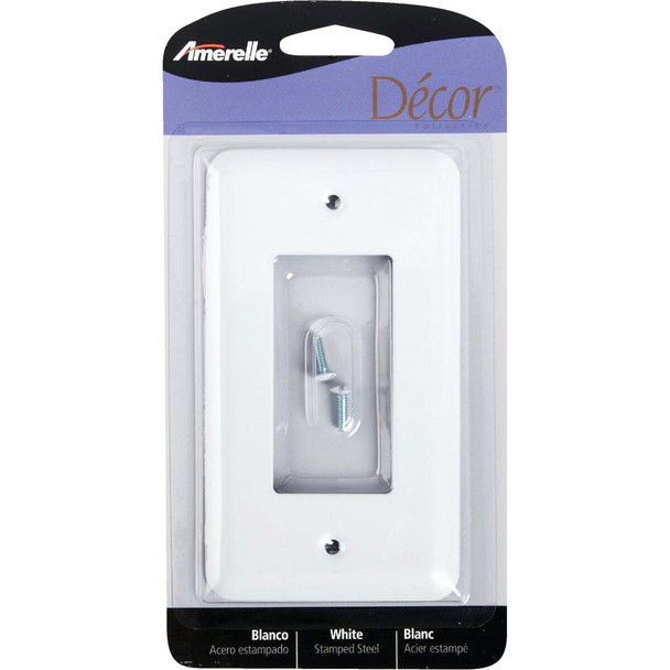 Amerelle 1-Gang Stamped Steel Rocker Decorator Wall Plate, White 935RW