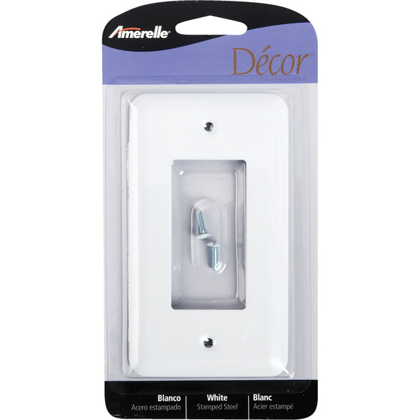 Amerelle 1-Gang Stamped Steel Rocker Decorator Wall Plate, White 935RW
