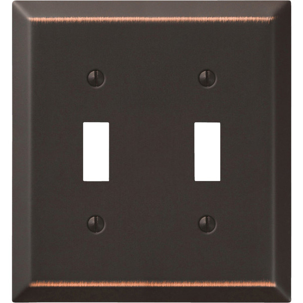 Amerelle 2-Gang Stamped Steel Toggle Switch Wall Plate, Aged Bronze 163TTDB