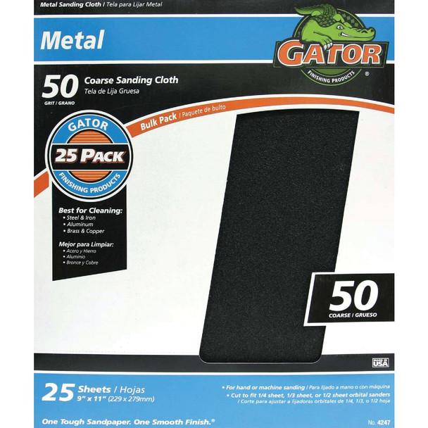 Gator Blade 9 In. W x 11 In. L 50 Grit Emery Cloth (25-pack) 4247