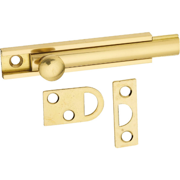 National Hardware Gallery Series 3 In. Polished Brass Door Surface Bolt N197-970