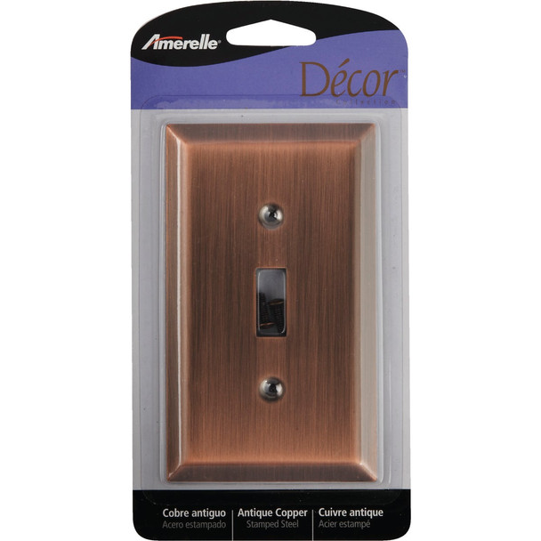 Amerelle 1-Gang Stamped Steel Toggle Switch Wall Plate, Antique Copper 163TAC