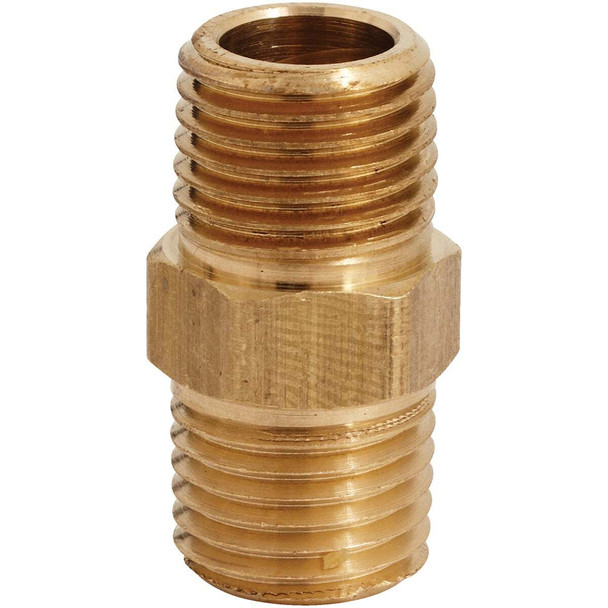 Milton Hex 1/4 In. NPT Brass Hex Nipple Coupler S-646