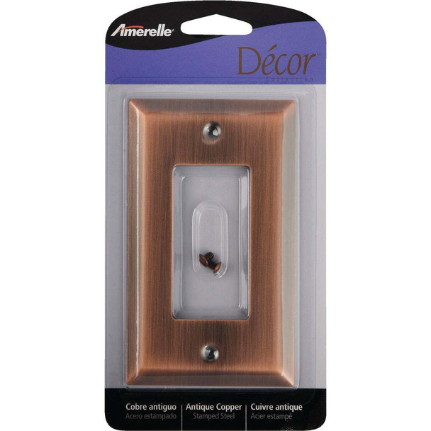 Amerelle 1-Gang Stamped Steel Rocker Decorator Wall Plate, Antique Copper 163RAC