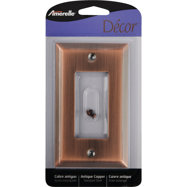 Amerelle 1-Gang Stamped Steel Rocker Decorator Wall Plate, Antique Copper 163RAC