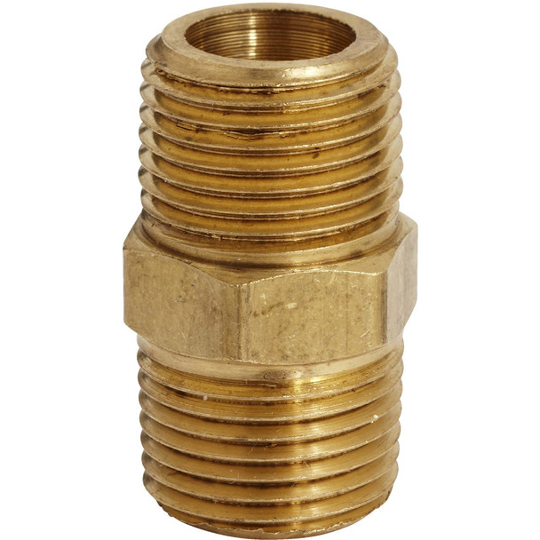 Milton Hex 3/8 In. NPT Brass Hex Nipple Coupler S-647