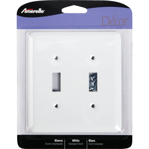 Amerelle 1-Gang Stamped Steel Toggle Switch Wall Plate, White 935TTW