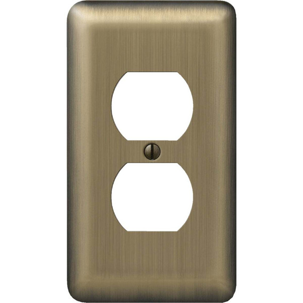 Amerelle 1-Gang Stamped Steel Outlet Wall Plate, Brushed Brass 154D