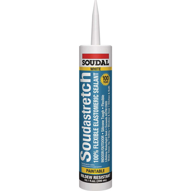 Soudastretch 10.1 Oz. Acrylic Elastomeric Caulk, White 146730