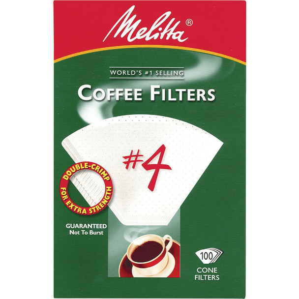 Melitta #4 Cone 8-12 Cup White Coffee Filter (100-Pack) 624102