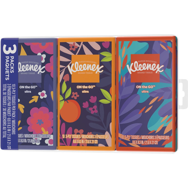 Kleenex Go Packs 10 Count 3-Ply White Facial Tissue (3-Pack) 11976 Pack of 36