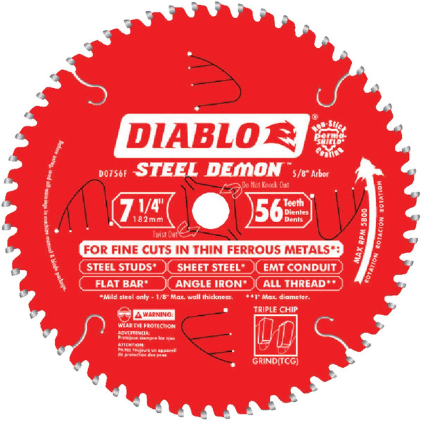 Diablo Steel Demon 7-1/4 In. 56-Tooth Thin Metal Circular Saw Blade D0756F