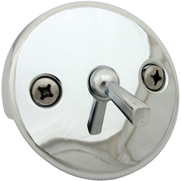 Lasco Two-Hole Chrome Bath Drain Face Plate with Trip Lever 03-1403