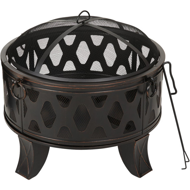 Outdoor Expressions 26 In. Antique Bronze Deep Bowl Steel Firepit FT-5679B