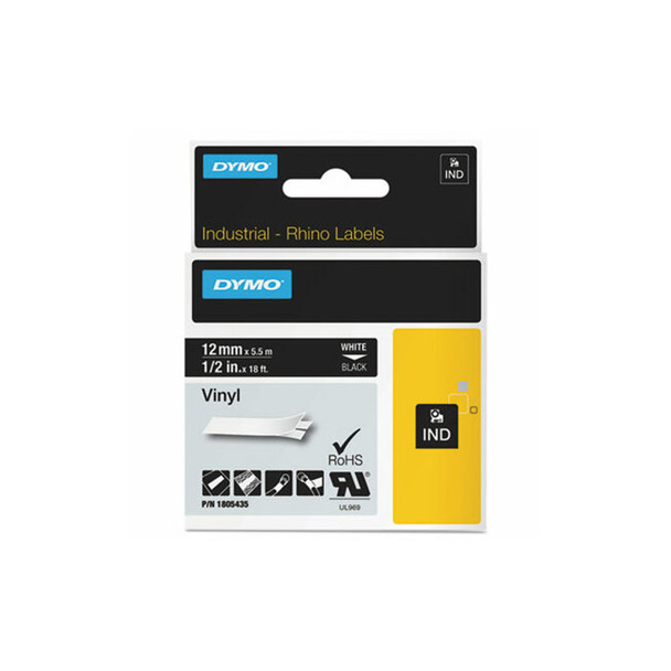 DYMO® TAPE,DYMO,RHINO,1/2",BK 1805435