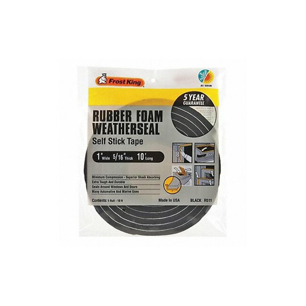 Frost King Foam Tape, Black, 3-3/8 yd L, 1 in W R511H