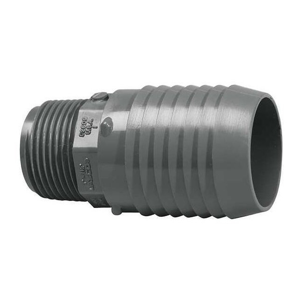 PVC Reducing Male Adapter, Insert x MNPT, 1 1/2 in x 1 in Pipe Size