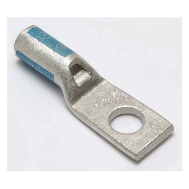 One-Hole Compression Lug, 6 AWG Max, #8, #10 Stud, Standard Barrel, Copper, Blue