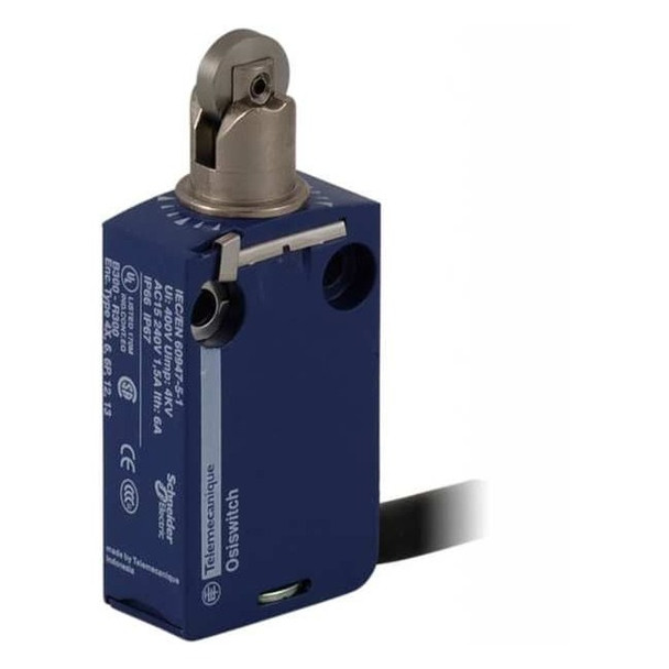Limit Switch, Plunger, Roller, 1NC/1NO, 6A at 240V AC, Actuator Location: Top