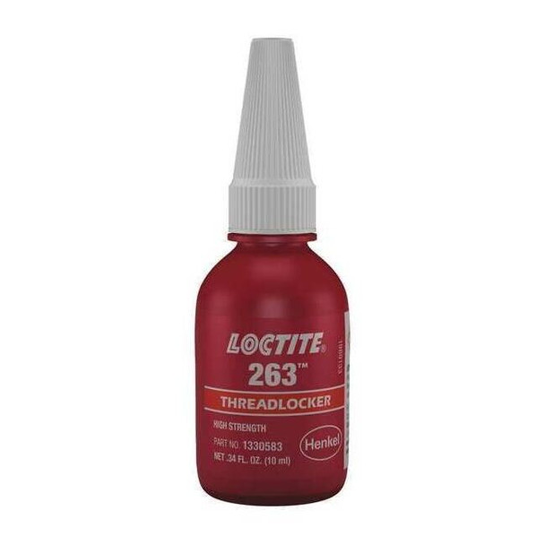Primerless Threadlocker, LOCTITE 263, Red, High Strength, Liquid, 10 mL Bottle